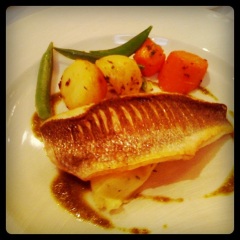 Delicious fish at Two Fat Ladies restaurant in Glasgow