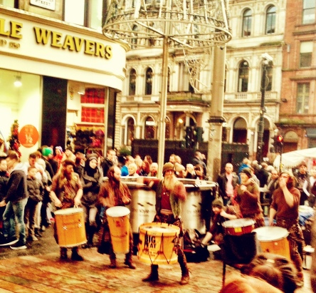 Drummers drumming in Glasgow